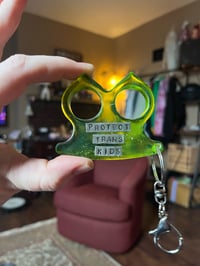 Image 4 of Protect Trans Kids Keychain Green