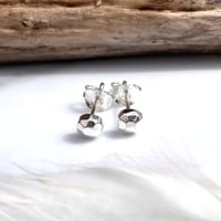 Image 1 of Handmade sterling silver faceted stud earrings. Minimal faceted studs 925 silver.