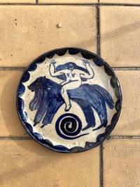 She rides - hand painted plate