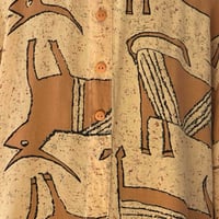 Image 8 of Vintage 90s Tan and Brown Abstract Animal Print Tunic Top - Size L - Beverly Rose 