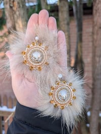 Image 1 of Winter Shimmer wolf fur earrings 