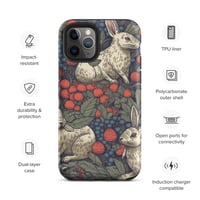 Image 5 of Boho Nature Cottagecore Inspired White Rabbits Among Berries Tough Case for iPhone®