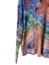 Image 8 of L Unisex Adult Waffle Long Sleeve Shirt in Earthy Rainbow Geode Ice Dye