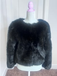 Image 1 of Luxury Black Faux Fur Crop Jacket