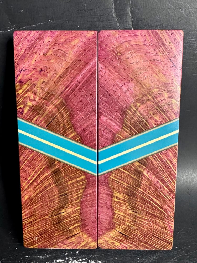 Image of Oak Burl & Resin Segmented Knife Scales