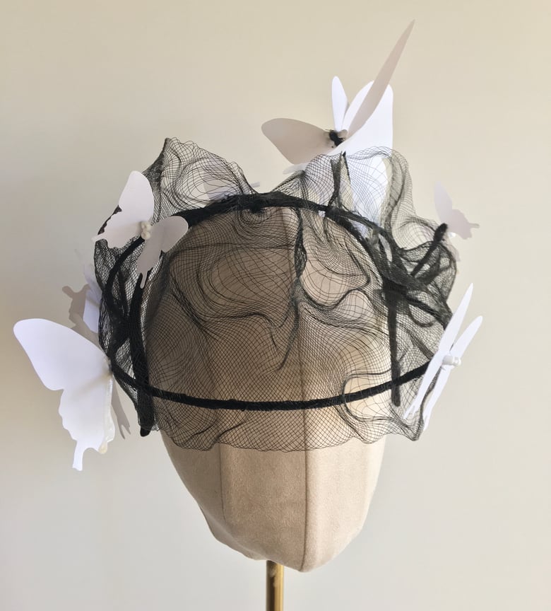 Image of Sheer black w butterflies headpiece 