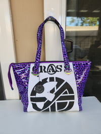 Image 1 of Crass leopard print oversized punk tote bag