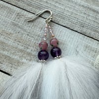 Image 2 of Fox Poofs with Amethyst and Pink Lampwork