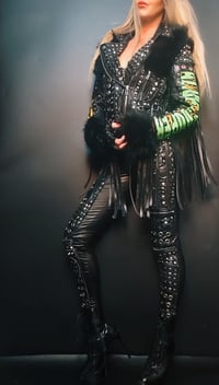 Image 6 of ALICE COOPER FRANKENSTEIN FAUX FUR BIKER JACKET 