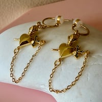 Image 5 of Heart, Sword and Chain Half Hoops