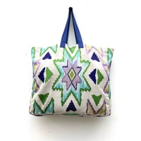 Image 1 of Linen Star Embroidered Tote 