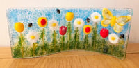 Image 3 of Fused Glass Daisy, Tulip, Bee and Butterfly wave.