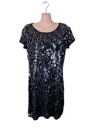 Image 2 of Michael Kors Sequin Dress Black & Silver Sparkly Party Cocktails UK Size 10/12