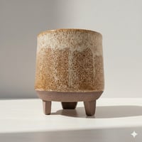 Image 1 of Golden Hour: Hand-Footed Ceramic Planter in Speckled Amber