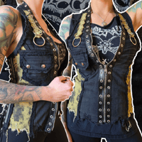 Image 1 of Frayed denim halterneck vest