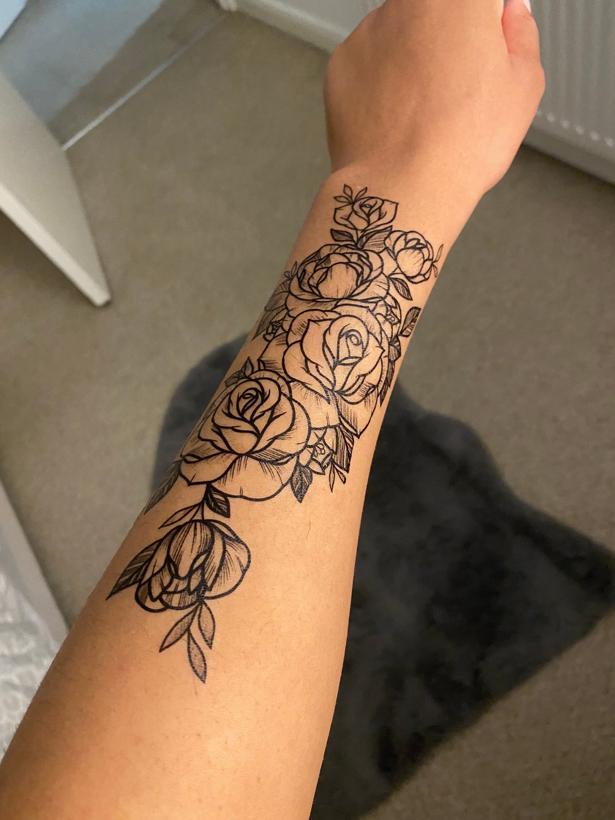 Rose Peony Temporary Tattoos For Women Girls Black Flower Tattoo Sticker  Blossom Floral Fake Disposable Beauty Large Tatoo Thigh – TattooLust®  Official Store | Temporary Tattoos
