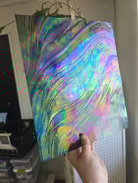 Image 1 of 10x12 Black and Clear Iridescent Baroque Glass 