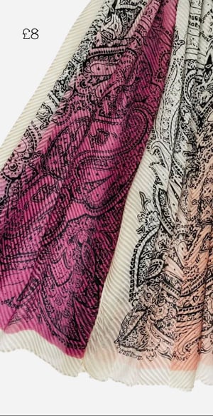 Image of Ombre Indian Paisley Print Crinkle/Pleated Effect Scarf