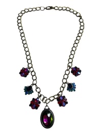 Image 2 of Fuchsia and Blue Oil Spill Necklace 