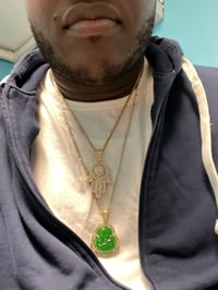 Image 4 of Baguette Hamsa Diamond Inspired Necklace 