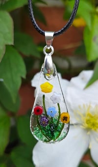 Image 1 of Fused Glass Tear Drop Pendant
