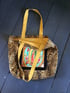  shoulder bag in leopard fabric with Virgin of Guadalupe patch and black or gold fringing Image 12