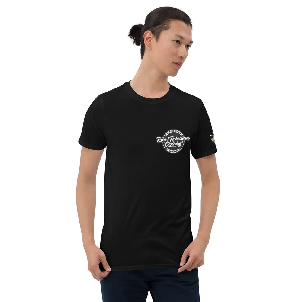 Rich and Rebellious badge Short-Sleeve Unisex T-Shirt