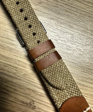 Image of Melange Tan Canvas Watch Strap With Natural Shell Cordovan Insert