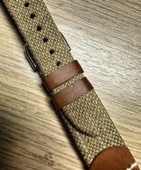 Image 3 of Melange Tan Canvas Watch Strap With Natural Shell Cordovan Insert