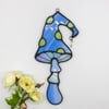 Blue & Green Pixie Mushroom Suncatcher