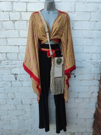 Image 7 of Stevie sari top with tassle- beige and red 