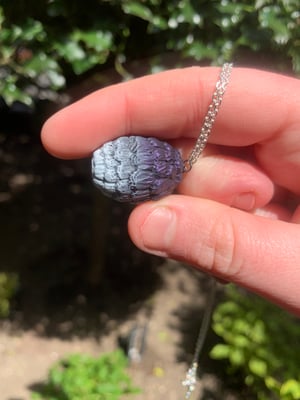 Purple, Black & while Ombré Dragon Egg Pendant on 925 Marked Sterling Silver Chain