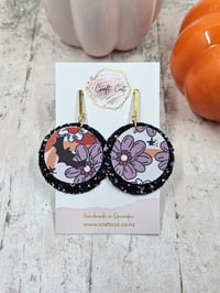 Image 1 of Glitter Batty Faux Leather Earrings