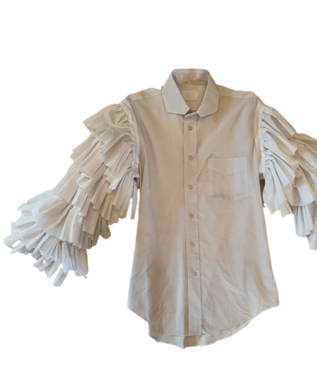 vintage white flamenco ruffle blouse 60s 70s