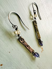 Image 10 of iolite and citrine sterling silver bar dangle earrings