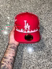 Image 3 of RED ANGELIC FLAME LA DODGERS CUSTOM FITTED CAP 