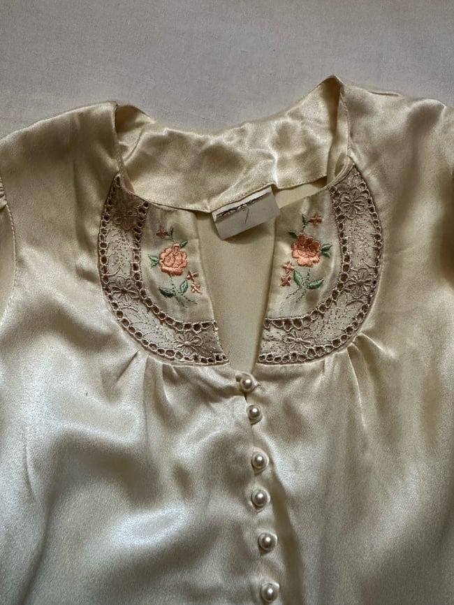 70s Gunne Sax satin poet sleeve blouse