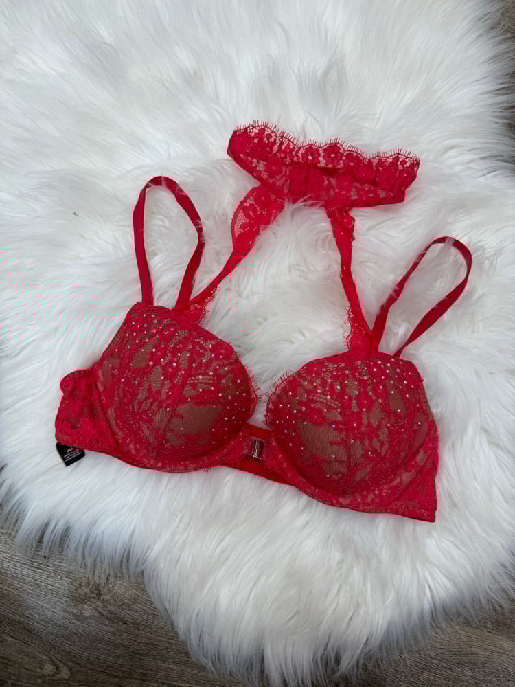 Image of Victoria’s Secret Red Lace Bra - 34A