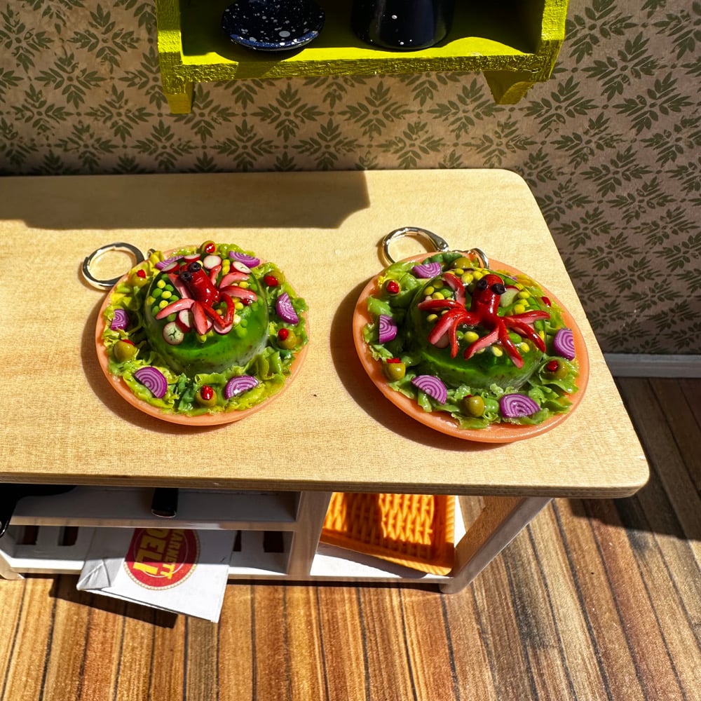 Image of Hotdogtopus Over Mixed Veggies Earrings