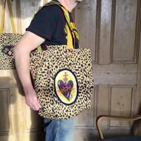 Image 14 of Black  or red Sacred Heart Bag with cheetah cotton fabric