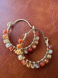 Image 1 of BRENNAN — Carnelian Swing Hoop Earrings