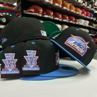 Image 1 of New Era 59Fifty Black Sky Blue 35th