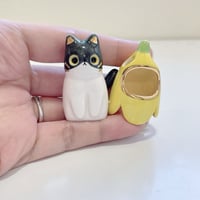 Image 5 of Tuxedo banana kitty ceramic figurine 