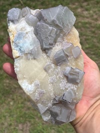 Image 18 of Large QR Code Fluorite On Druzy Quartz Matrix Specimen #2628