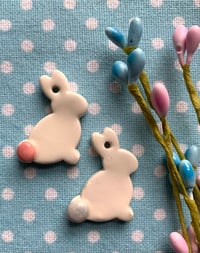 Image 6 of Ceramic Hanging Little Bunnies  Sideways or back view (Set of 2)