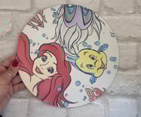 Image 1 of Ariel, Ursula and Flounder round plaque/ painting