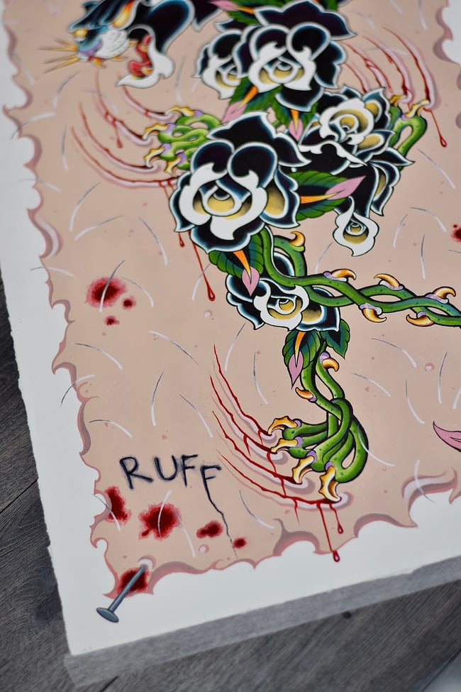 ‘The Rose Garden Panther’ original painting 