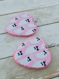 Image 3 of Pink Spiderweb Heart earrings 