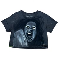 Image 1 of “EXORCIST” Custom Hand Painted  Crop Top SMALL