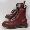 DR DOC MARTENS 1460 WOMENS SMOOTH LEATHER LACE UP BOOTS SIZE 5 CHERRY RED 8 EYE SLIP RESISTANT NEW